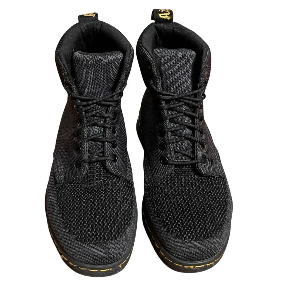 Dr. Martens Black Textured Rigal Knit 8 Eye Boots Combat Black Unisex — Size 7 - Picture 12 of 15